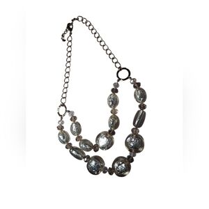 Double Strand Chunky Ice Aluminum Beaded Statement Necklace Whimsical Tiered